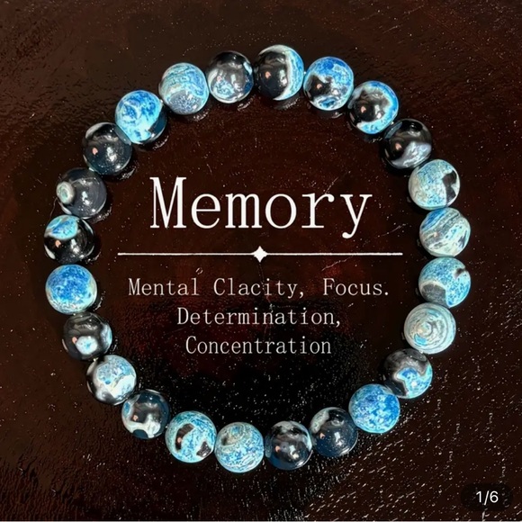 Jewelry - NWOT Blue Fire Agate 8mm Bracelet